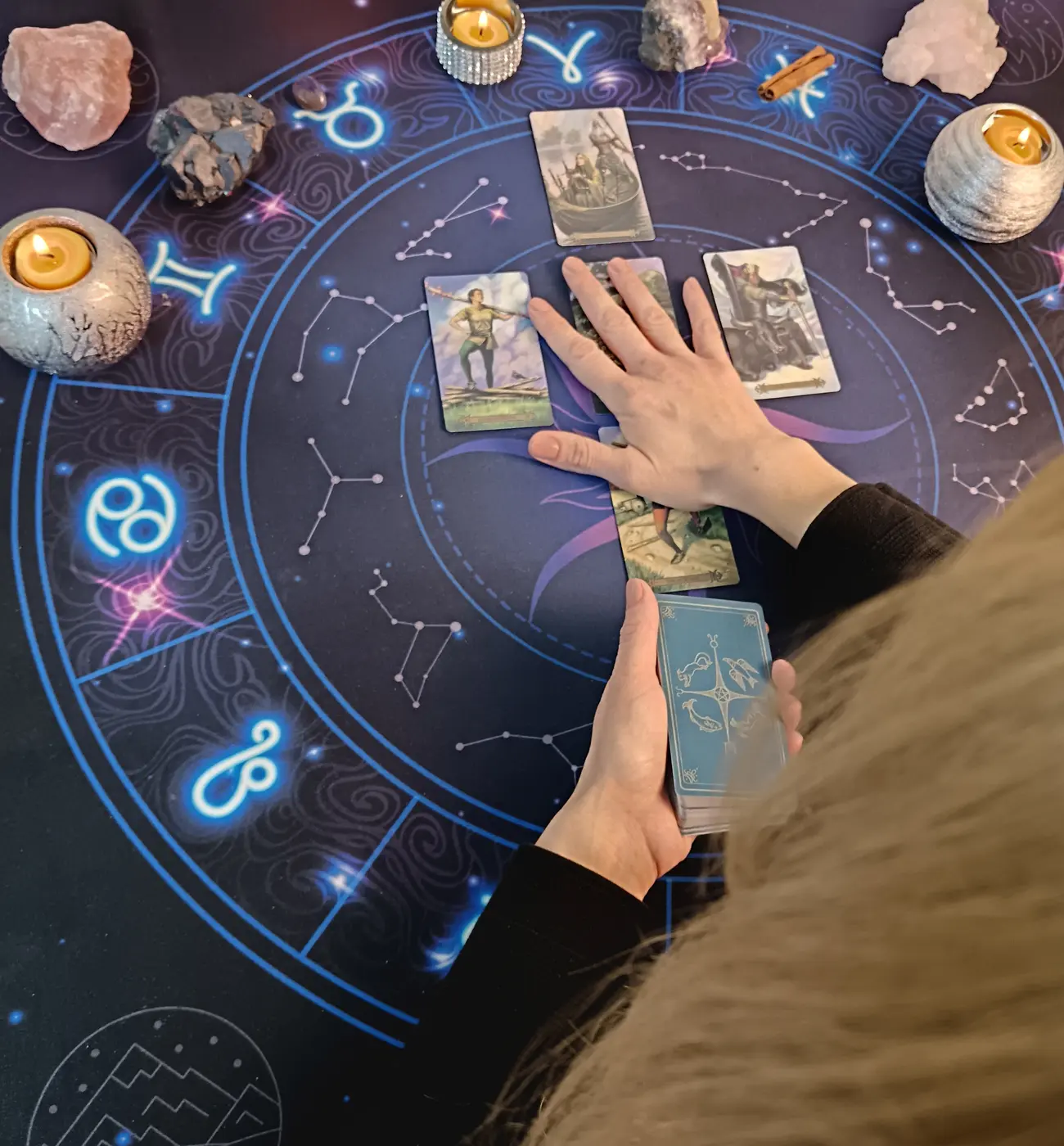 Angela reading tarot cards