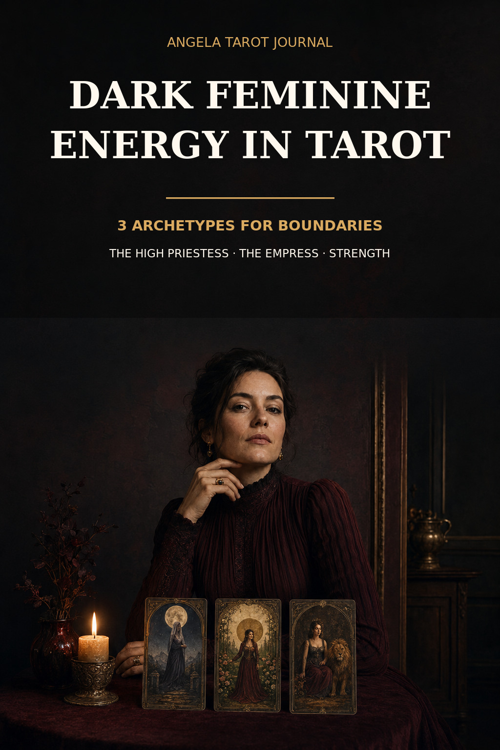 Pinterest cover for dark feminine energy in tarot