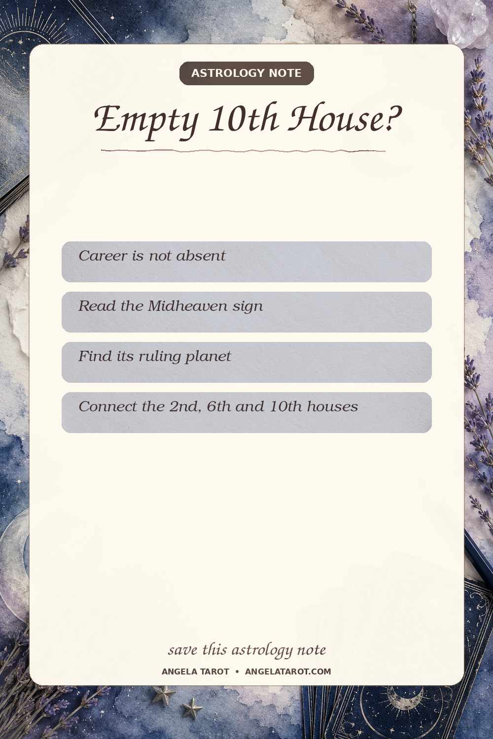 Pinterest astrology note for Empty 10th House?