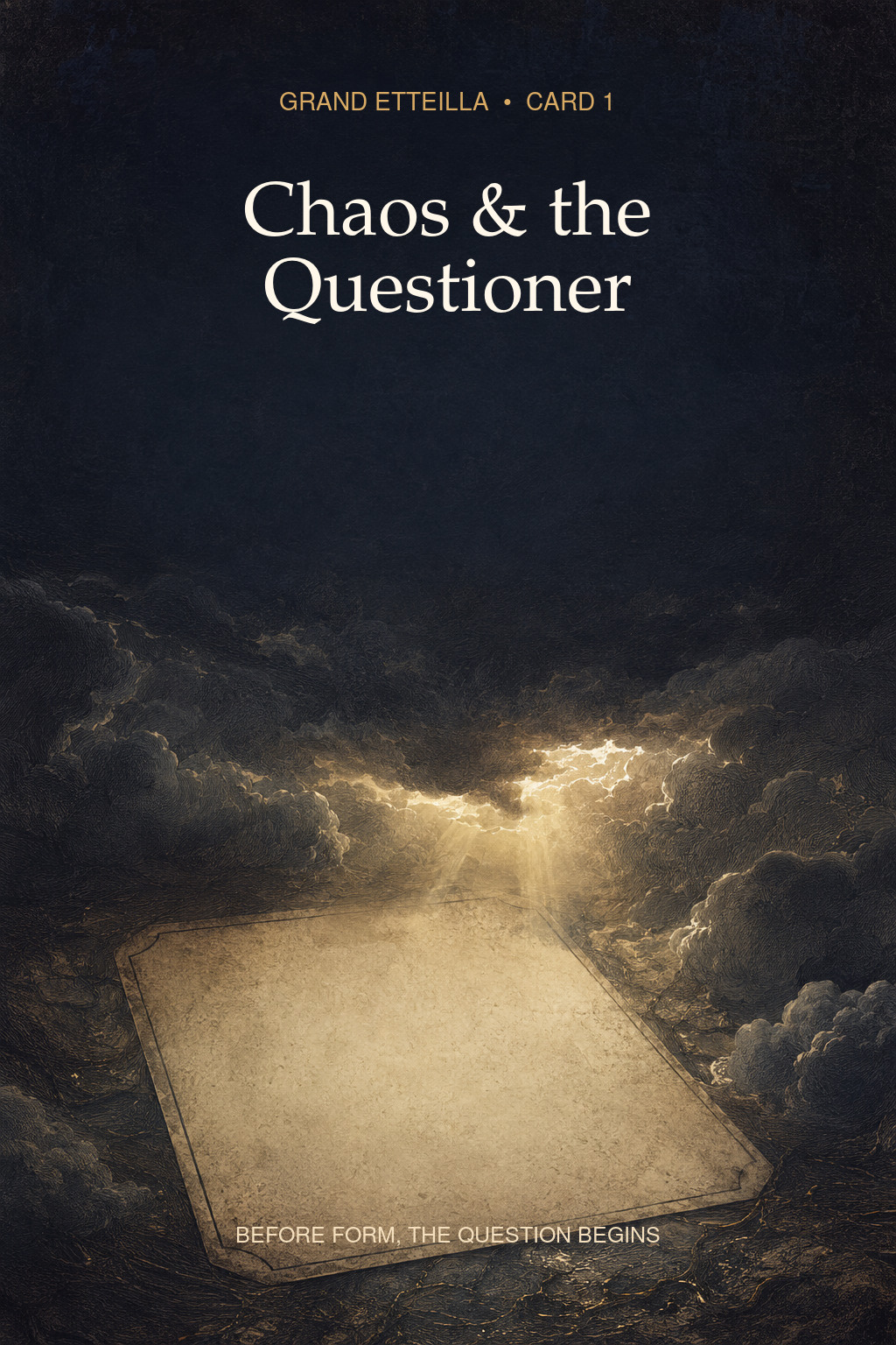 Pinterest cover for Etteilla Card 1, Chaos and the Questioner
