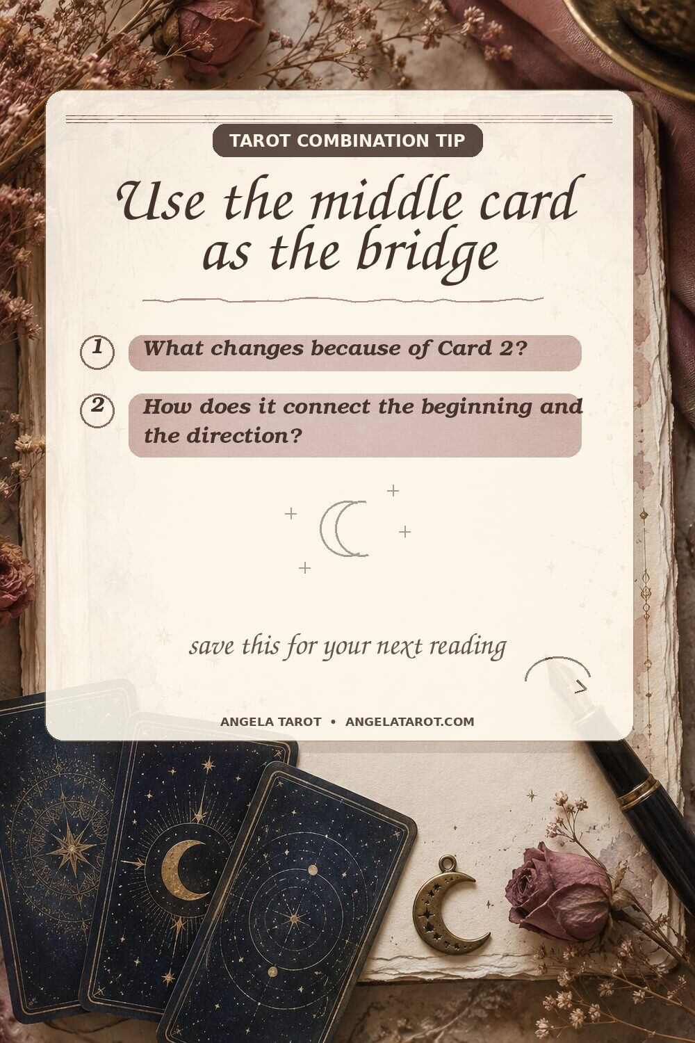 Pinterest graphic for Use the middle card as the bridge