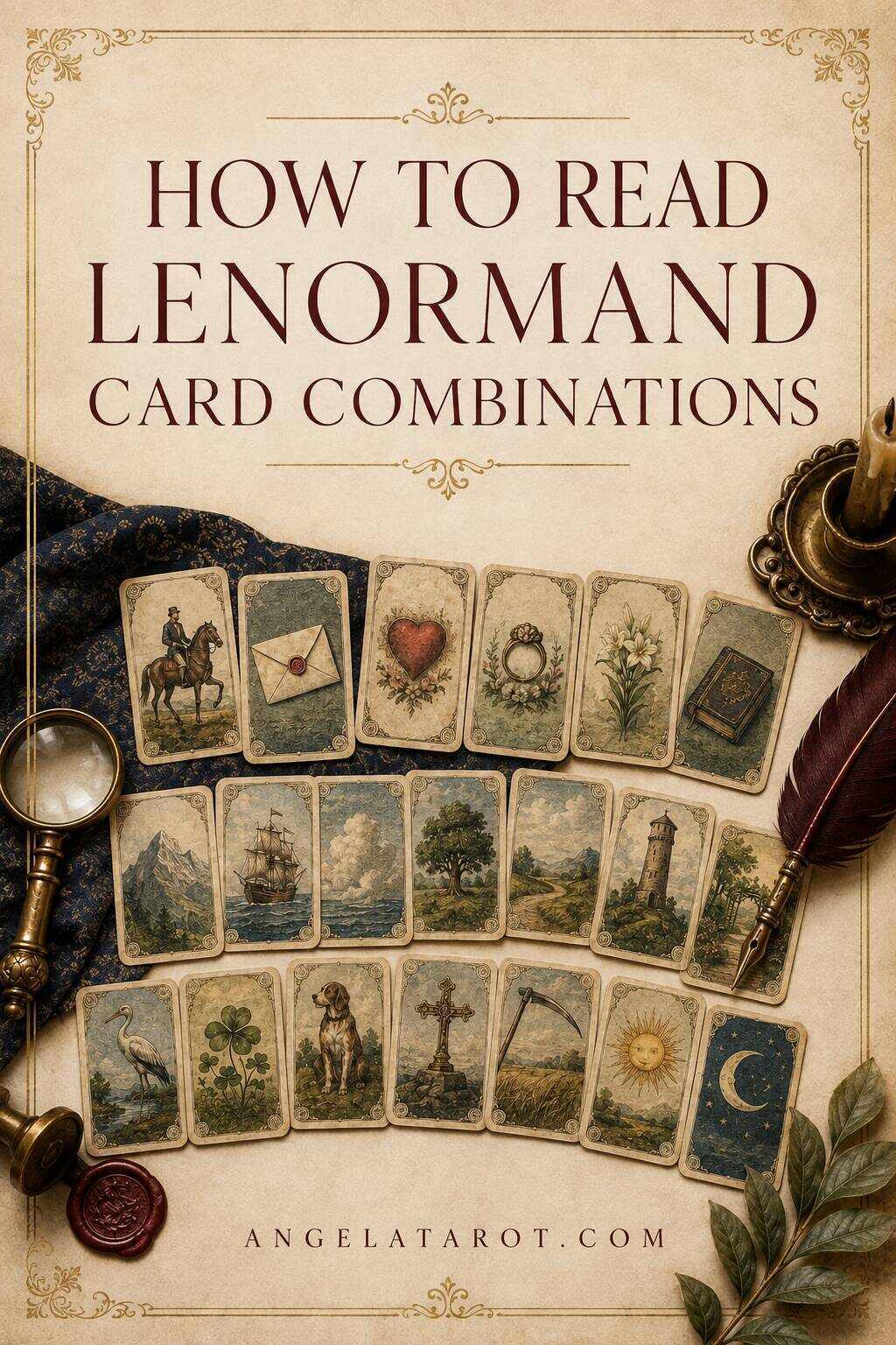Pinterest cover for How to Read Lenormand Card Combinations