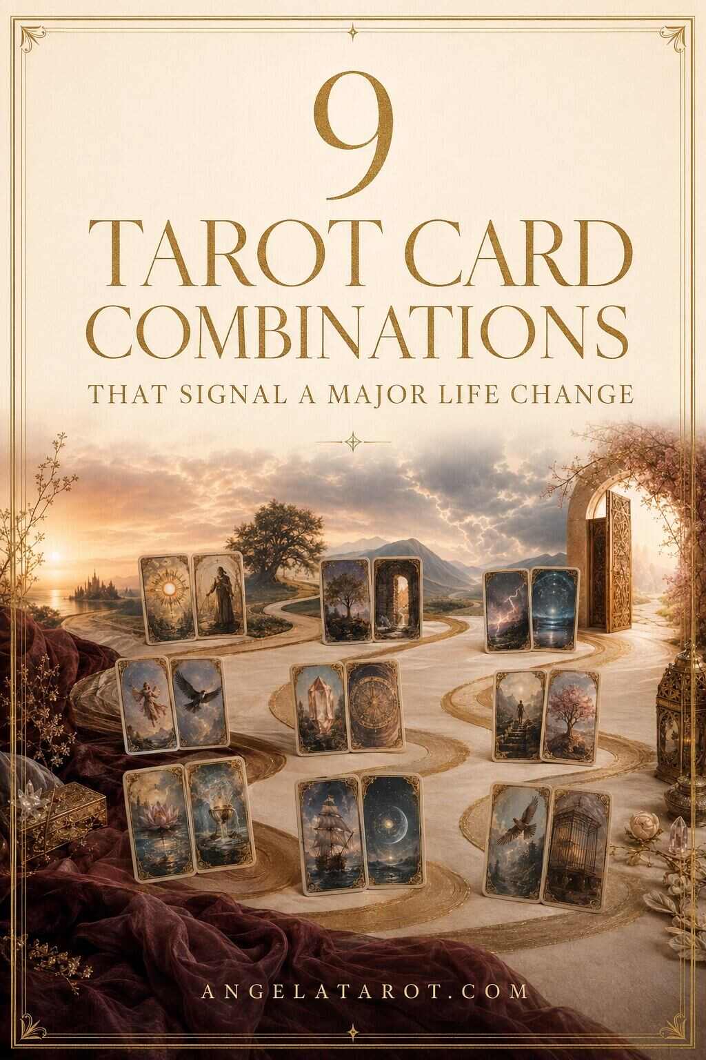 Pinterest cover for 9 Tarot Card Combinations That Signal a Major Life Change