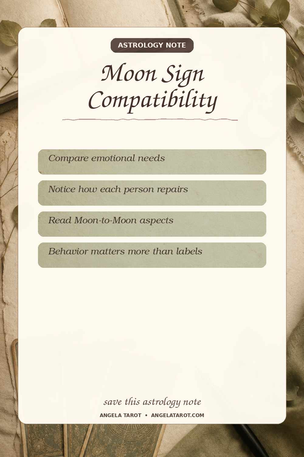 Pinterest astrology note for Moon Sign Compatibility