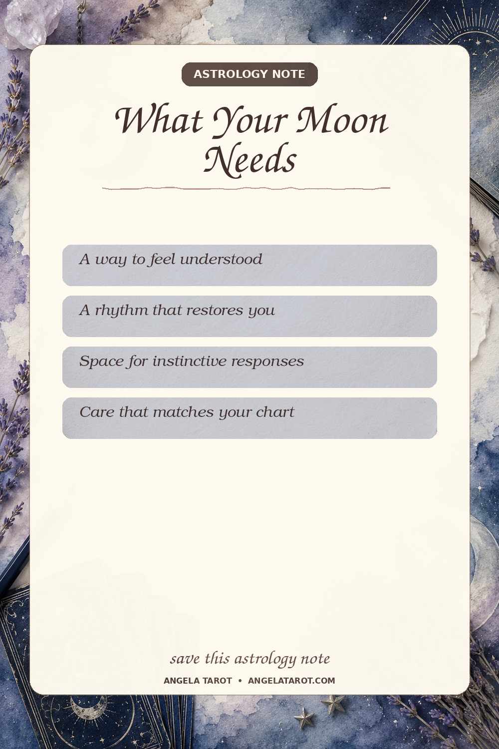 Pinterest astrology note for What Your Moon Needs