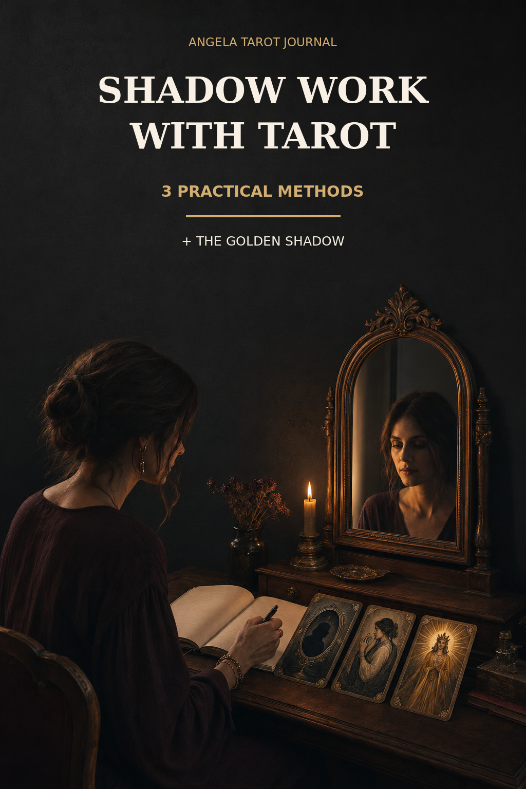 Pinterest cover for three shadow work tarot methods