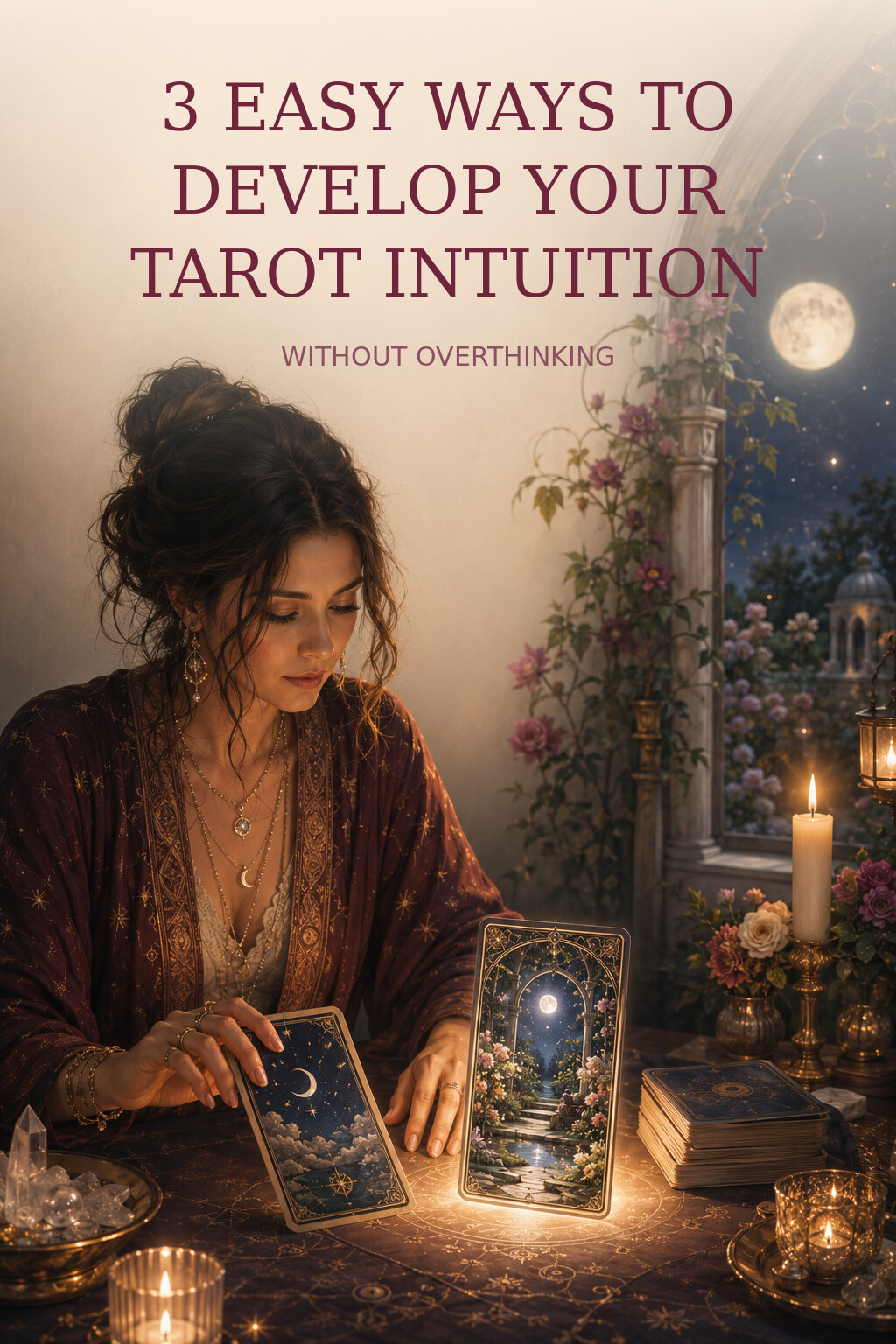 Pinterest cover for three easy tarot intuition practices