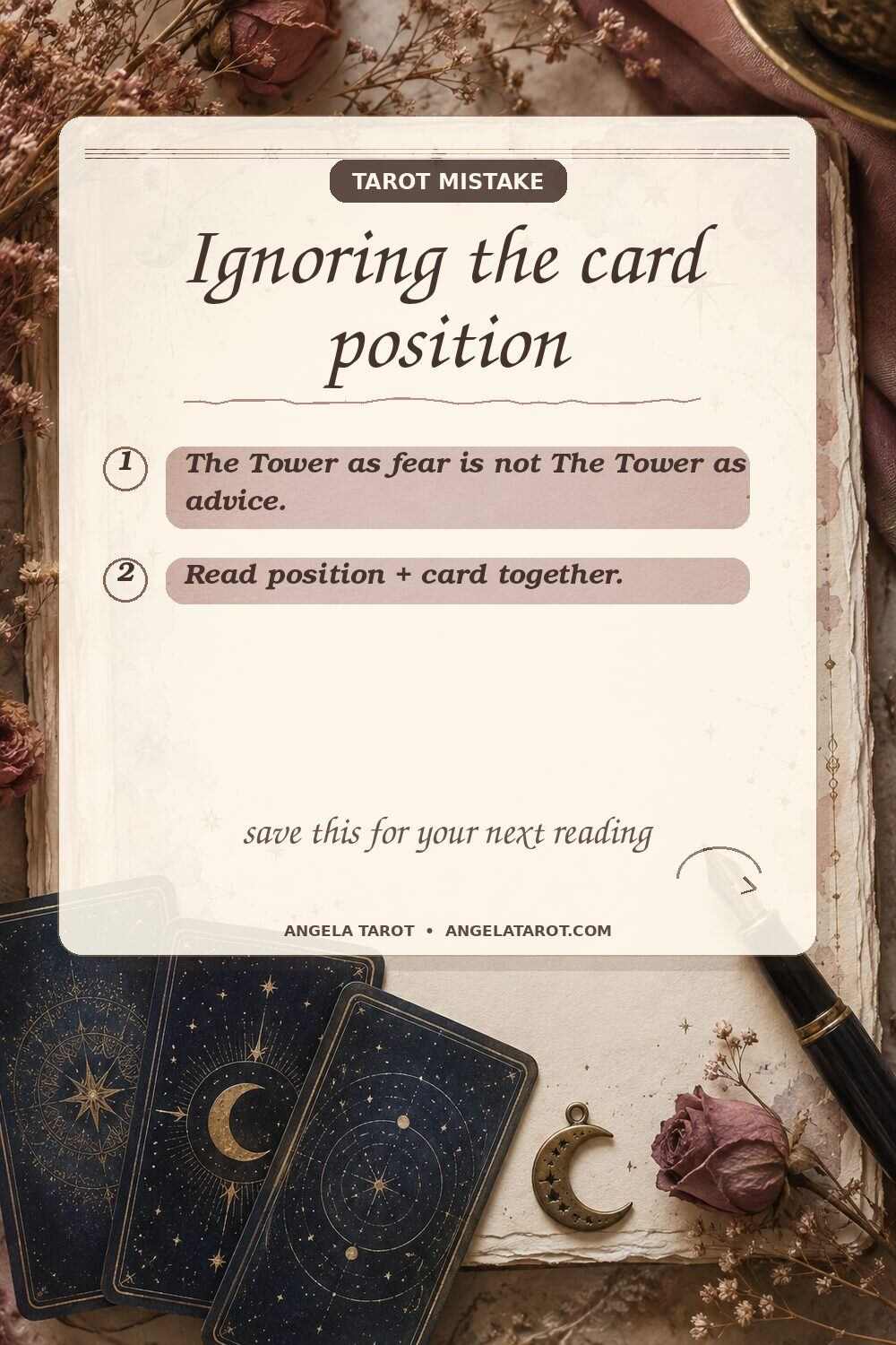 Pinterest graphic for Ignoring the card position