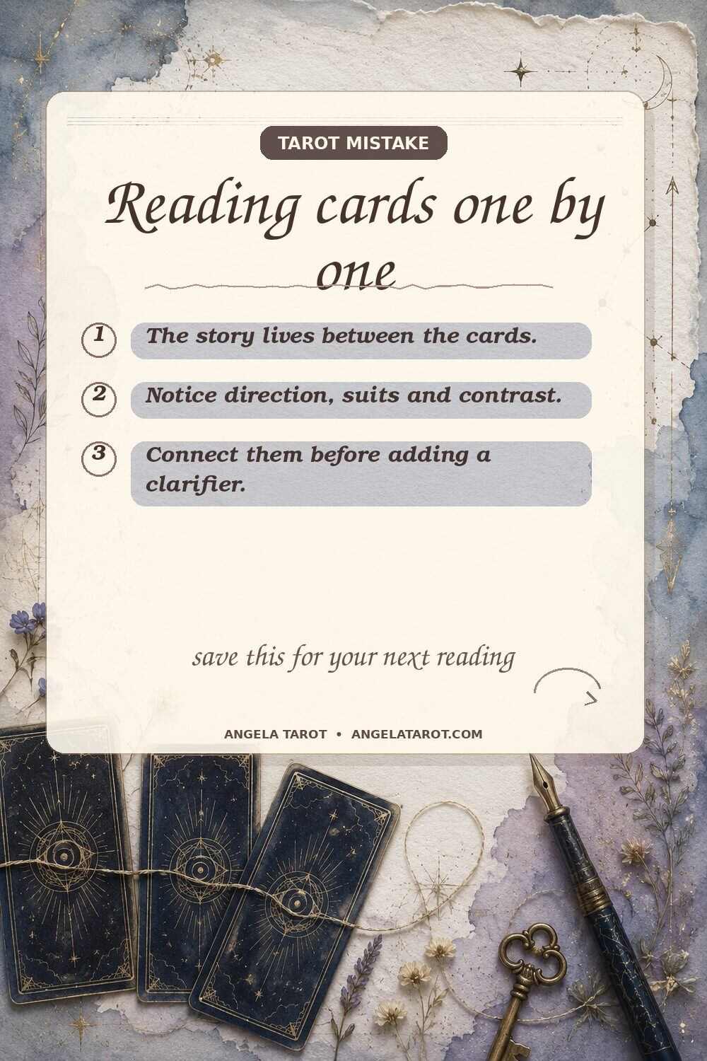 Pinterest graphic for Reading cards one by one
