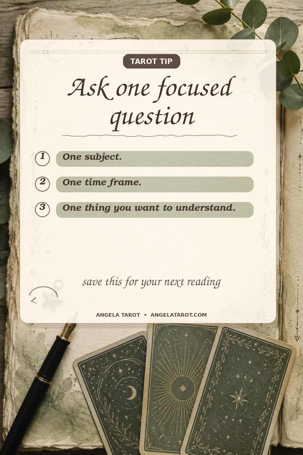 Pinterest graphic for Ask one focused question