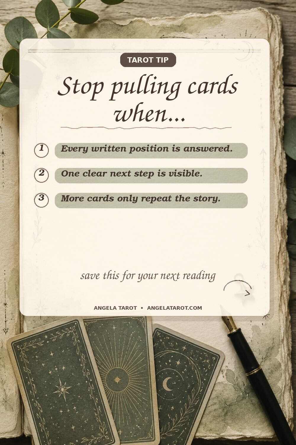 Pinterest graphic for Stop pulling cards when...