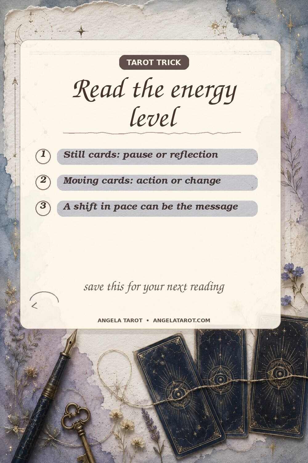 Pinterest graphic for Read the energy level