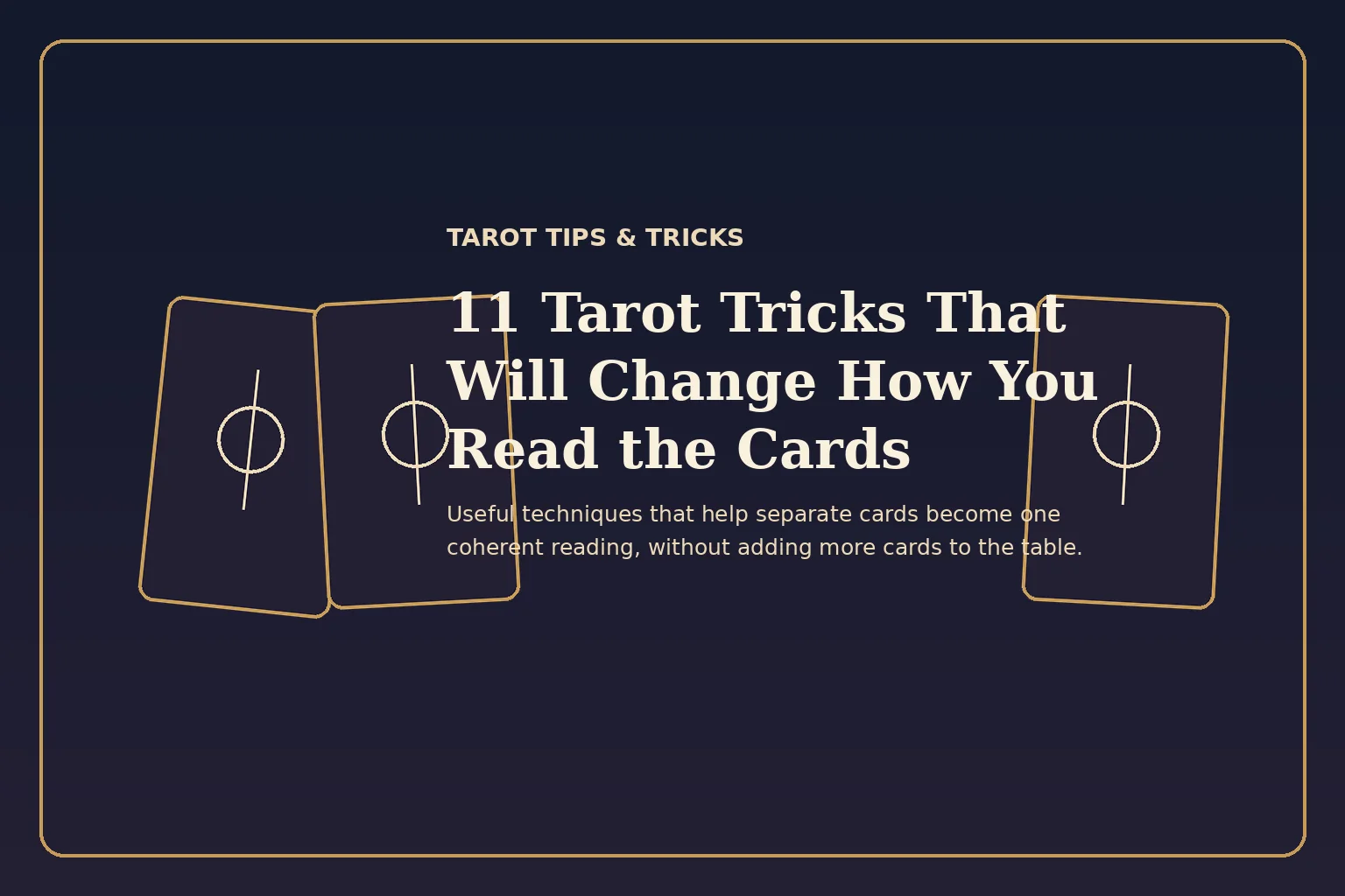 Editorial tarot tips graphic with symbolic card backs