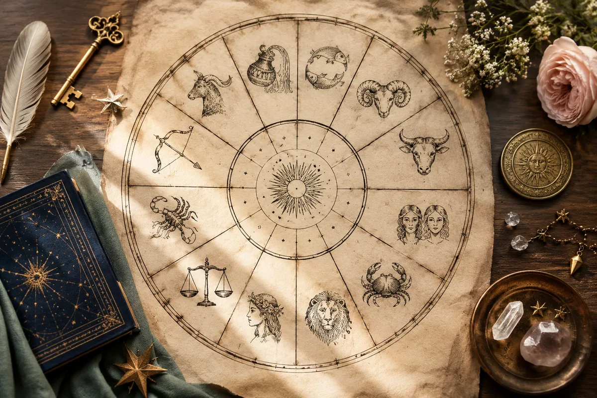 Editorial astrology artwork for The 12 Houses in Your Birth Chart and What They Mean