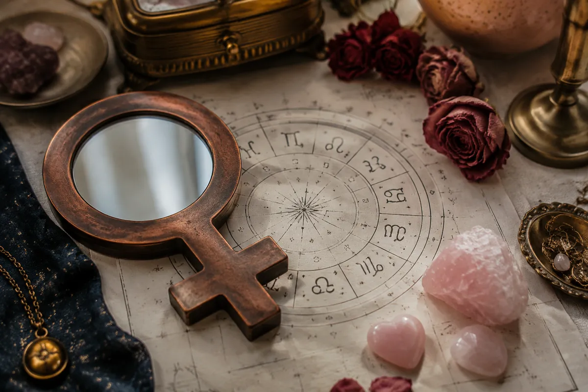 Editorial astrology artwork for Venus Signs in Love: How Each Sign Gives and Receives Affection