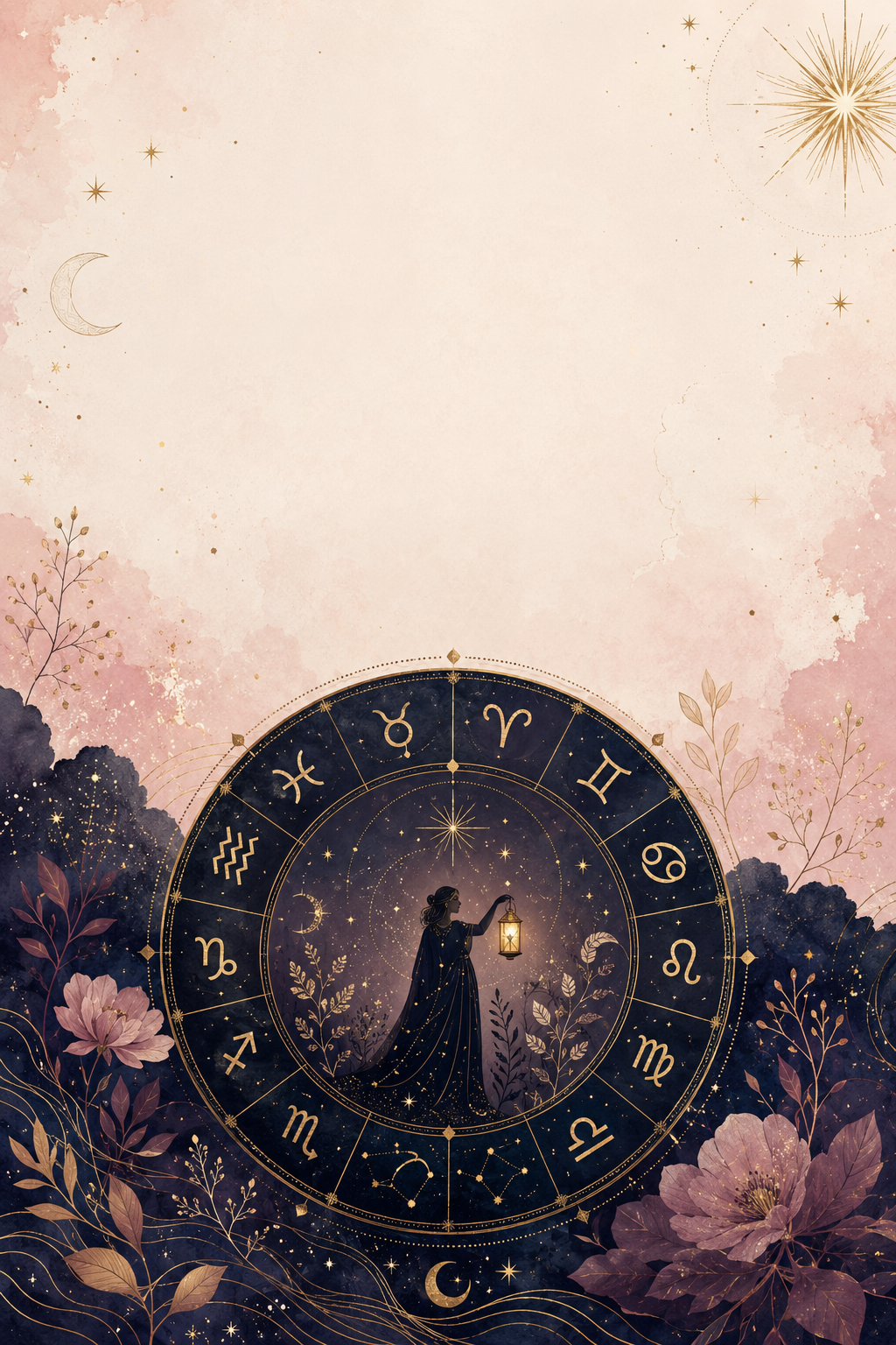 Zodiac wheel and tarot archetype illustration